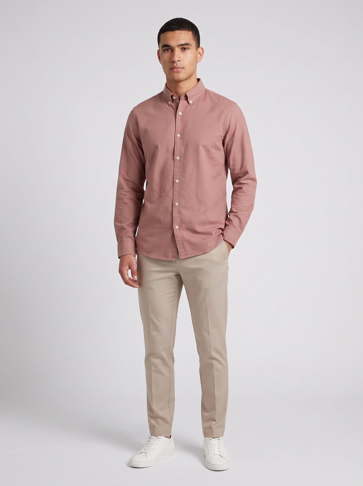 Men’s Solid Oxford Shirt – Full Sleeve Button-Down Collar