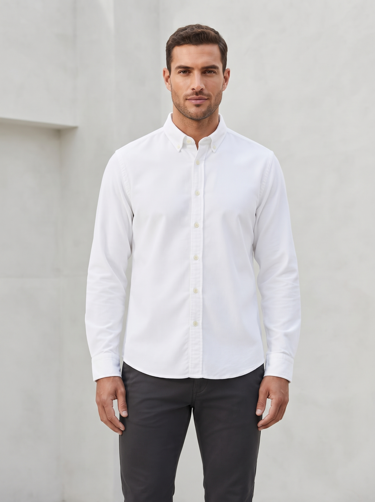 Men’s Corduroy Shirt with Button-Down Collar - Snipes