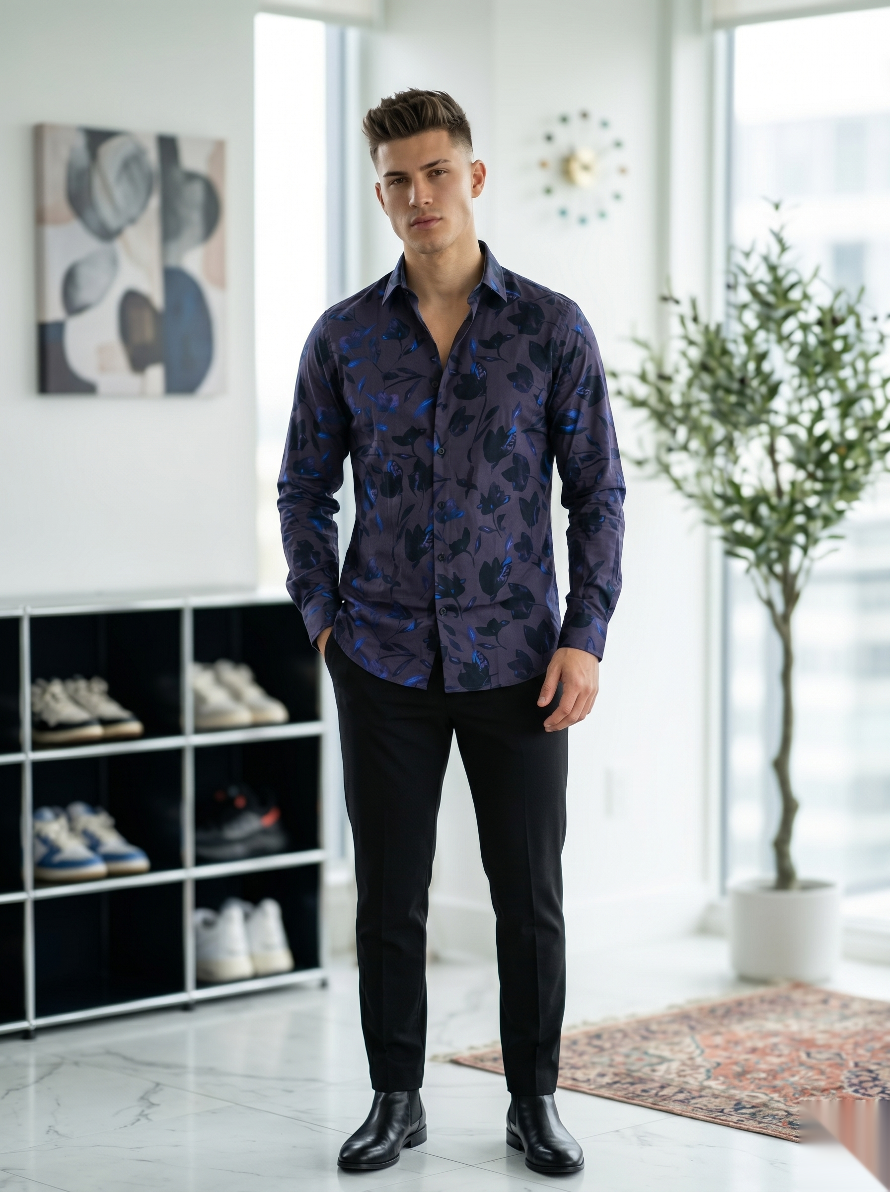 Digital Printed Shirts - Violet&Blue