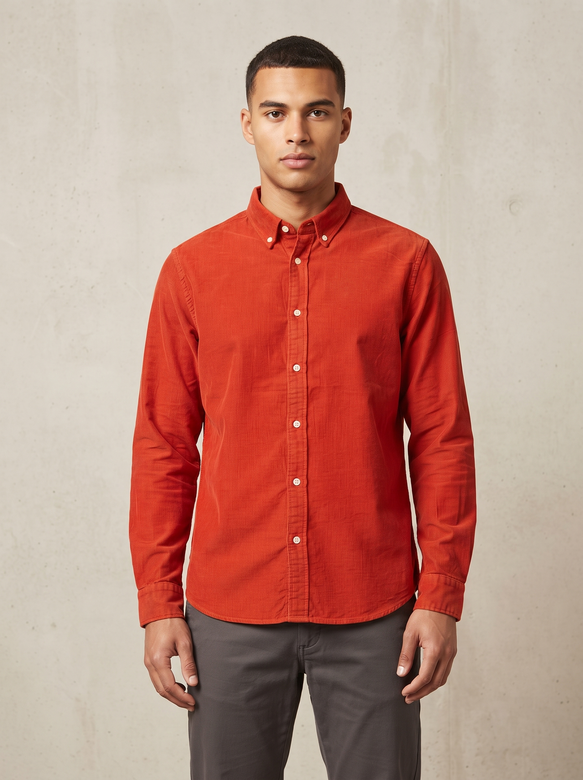 Men’s Corduroy Shirt with Button-Down Collar - Snipes