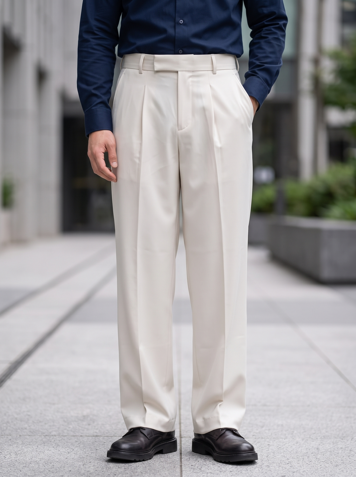 Men’s Korean Fit Pleated Wide Leg Formal Trousers