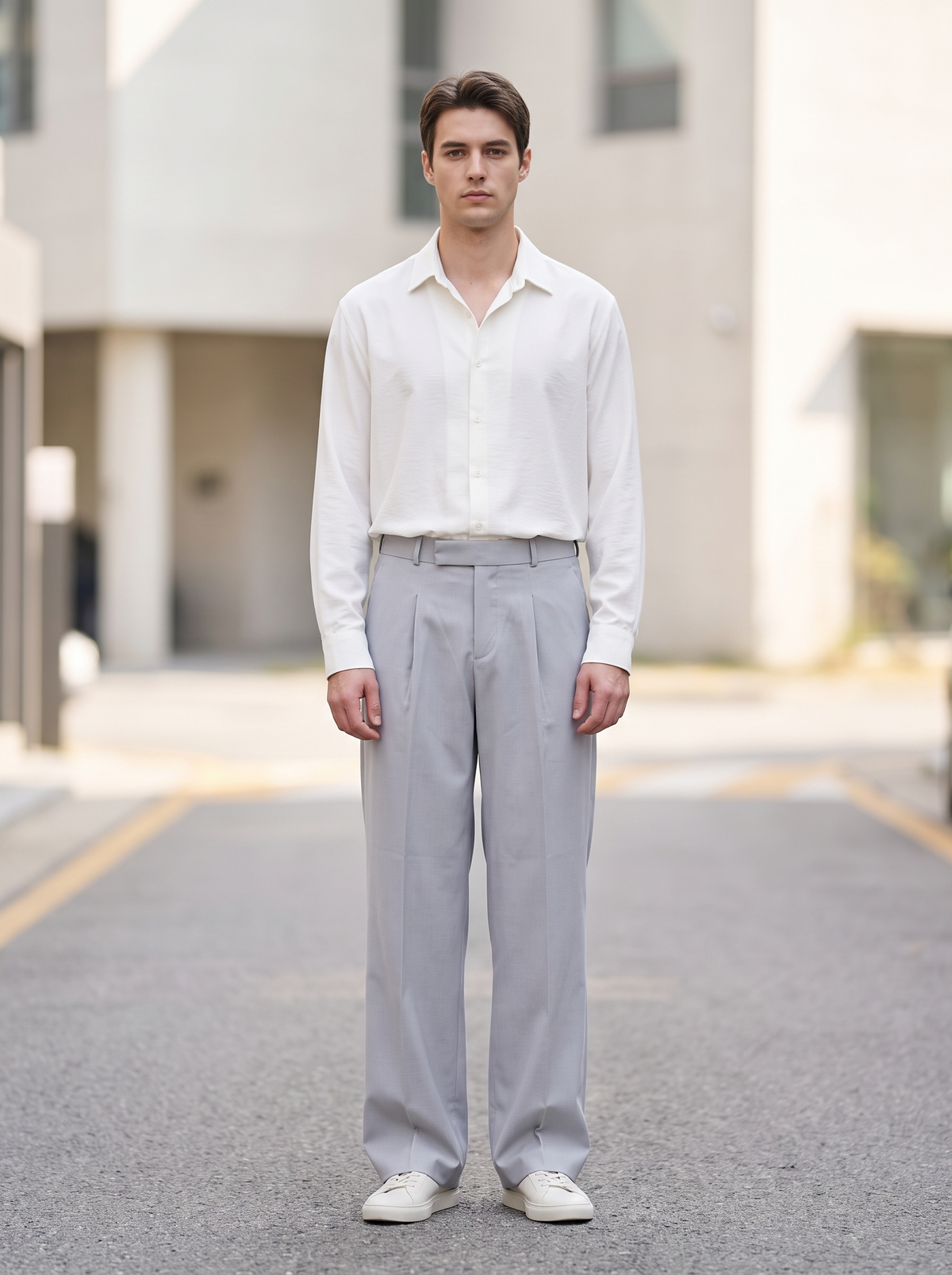 Snipes men’s Korean fit pleated wide-leg formal trousers in a clean tailored style