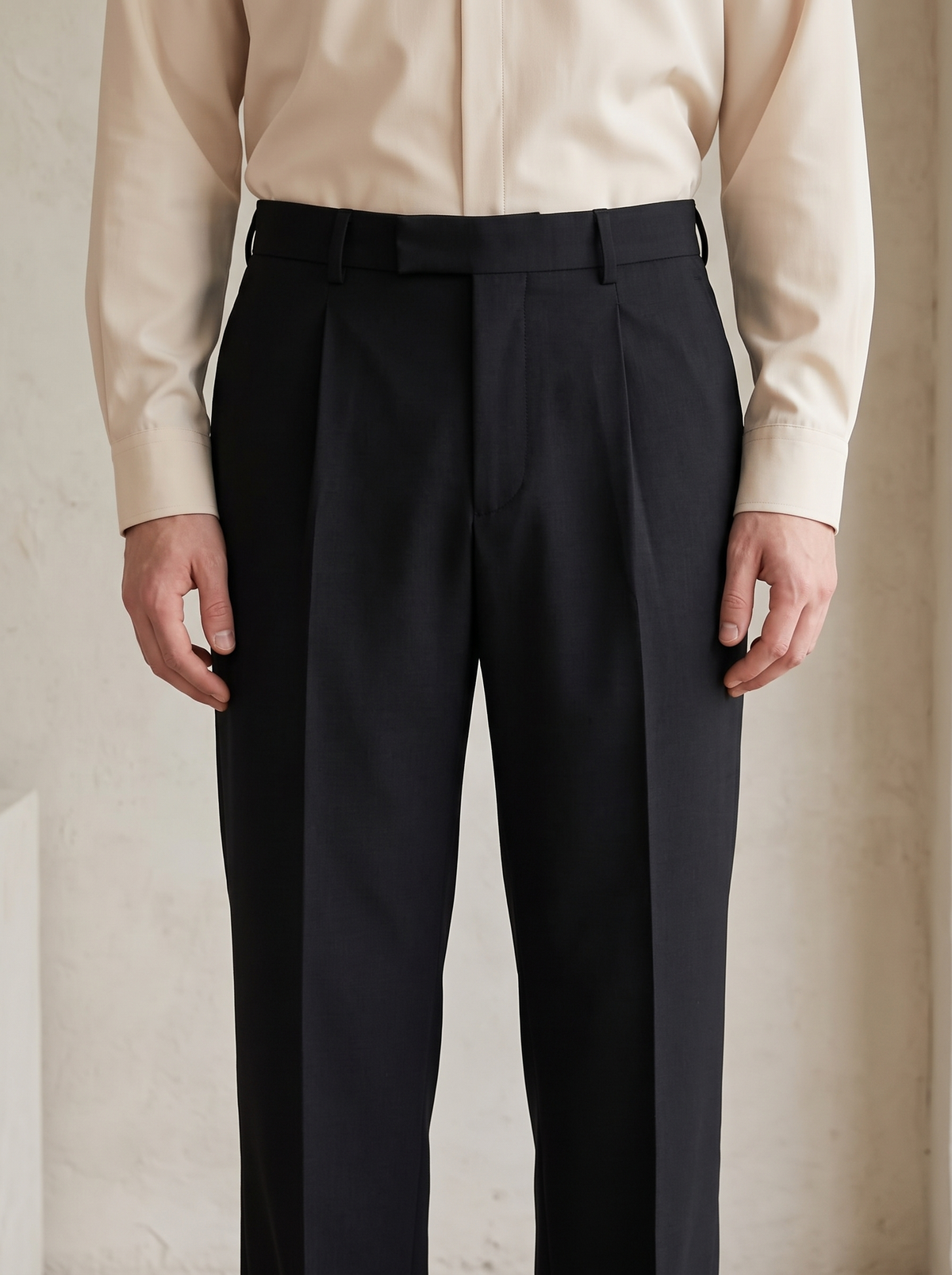 Men’s Korean Fit Pleated Wide Leg Formal Trousers