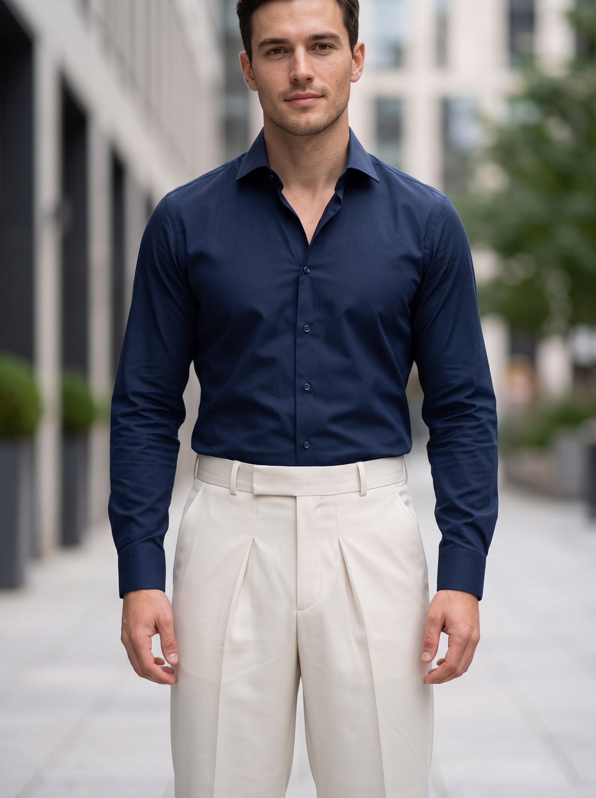Men’s Korean Fit Pleated Wide Leg Formal Trousers