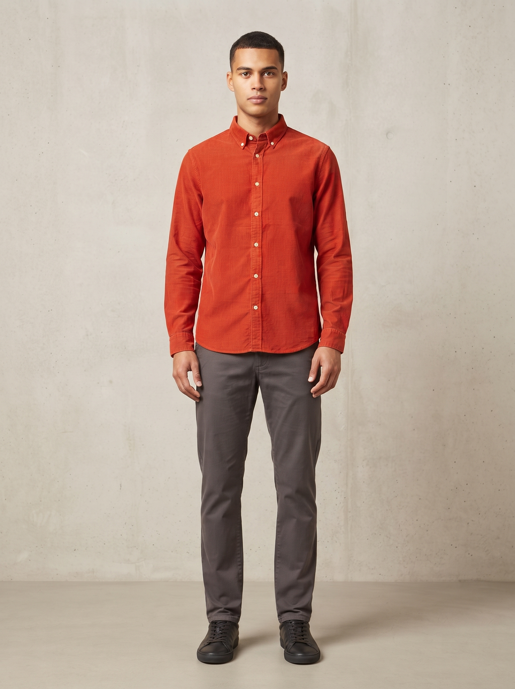 Men’s Corduroy Shirt with Button-Down Collar - Snipes