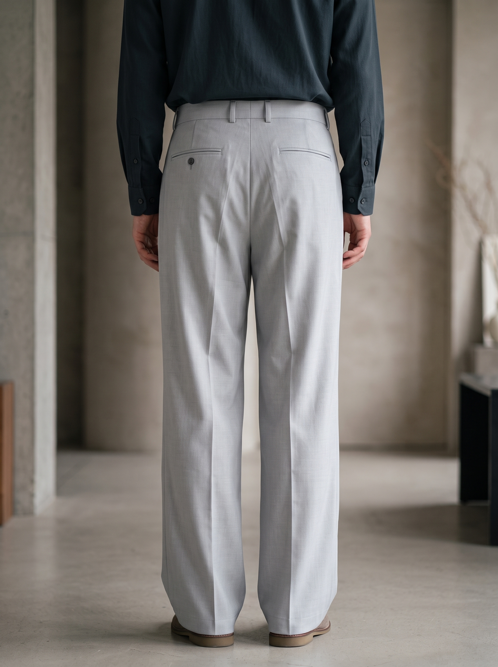 Men’s Korean Fit Pleated Wide Leg Formal Trousers