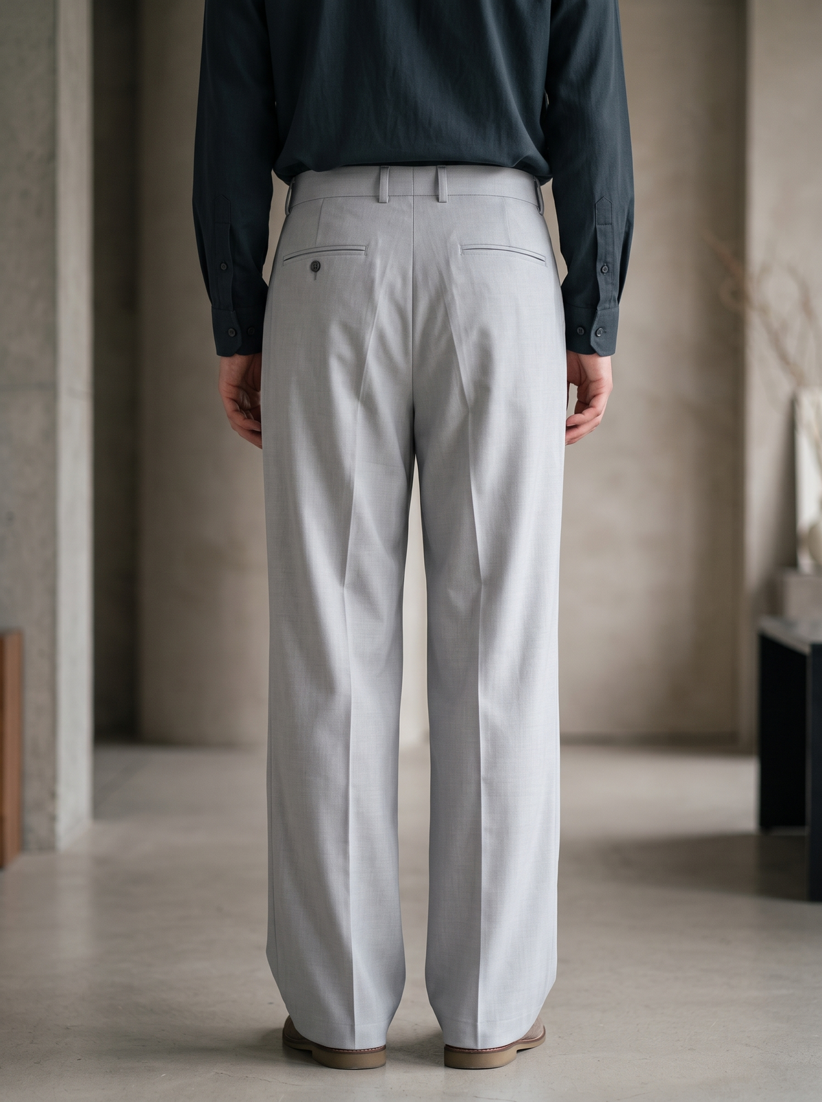 Men’s Korean Fit Pleated Wide Leg Formal Trousers