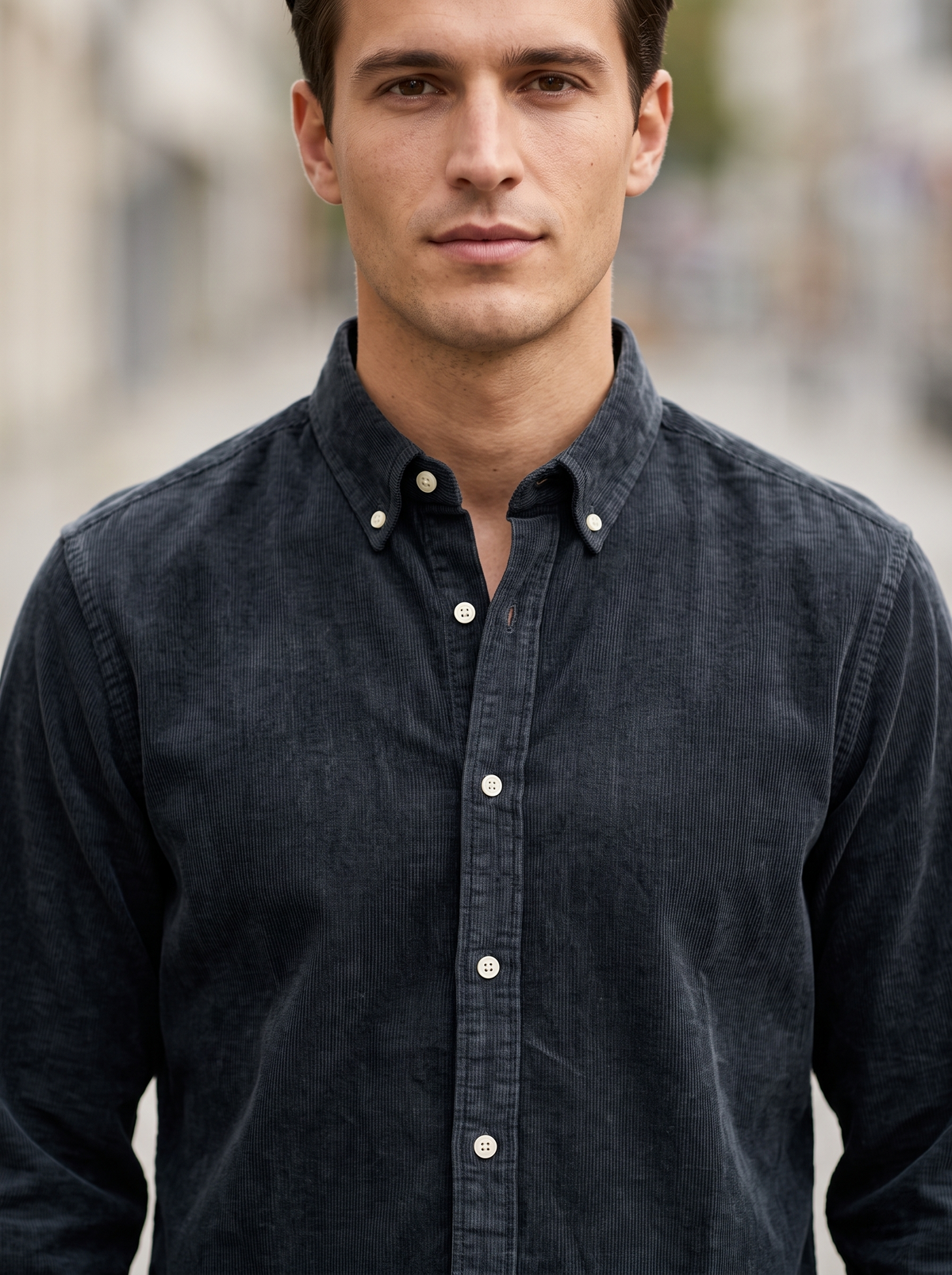 Men’s Corduroy Shirt with Button-Down Collar - Snipes
