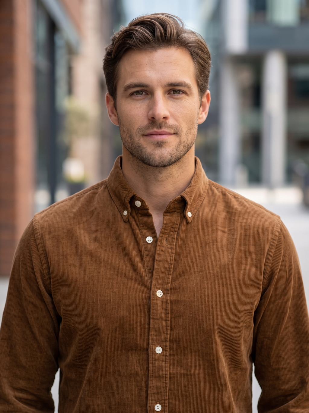 Men’s Corduroy Shirt with Button-Down Collar - Snipes