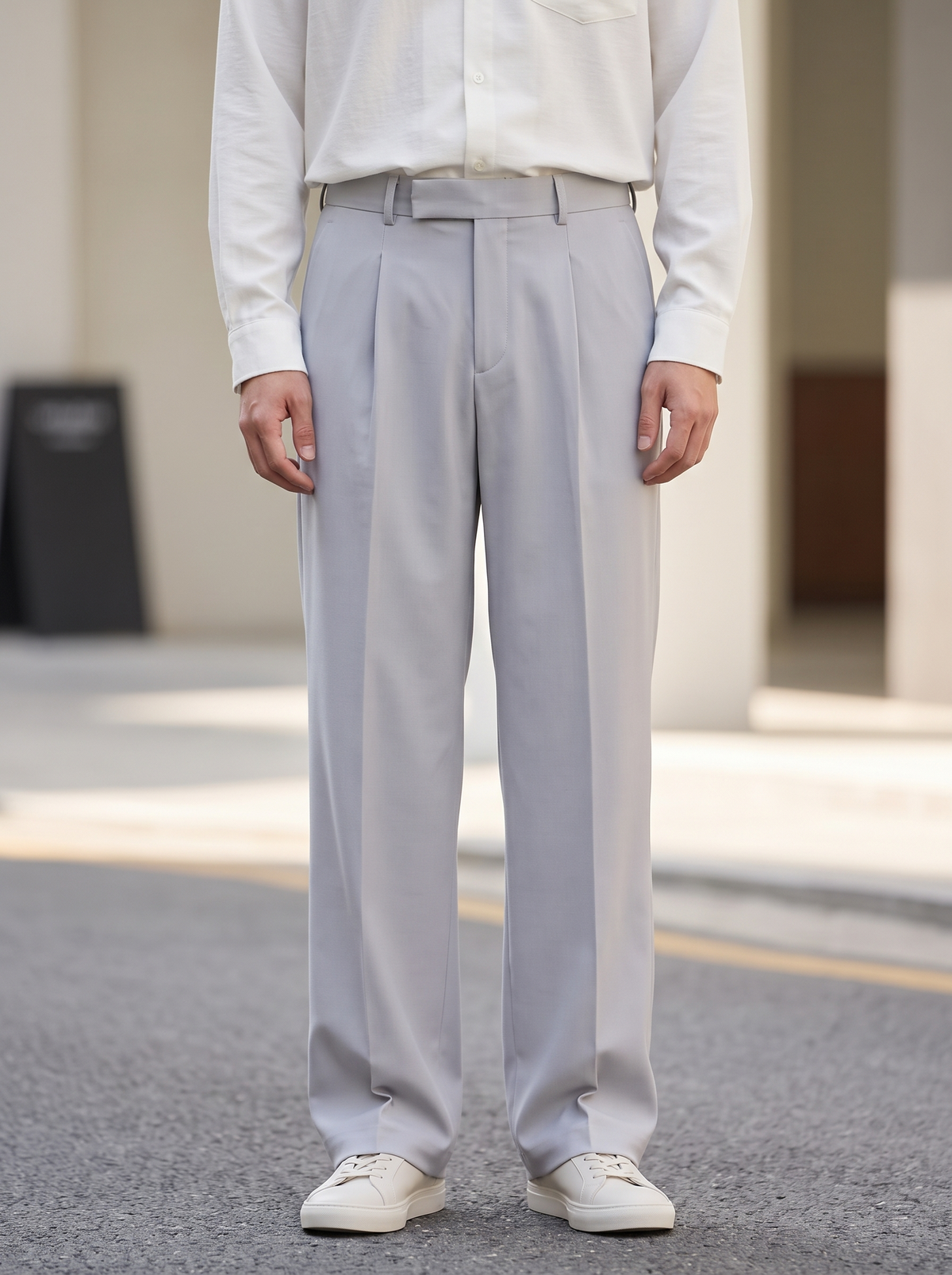 Men’s Korean Fit Pleated Wide Leg Formal Trousers