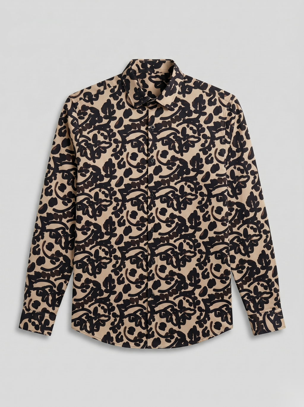 Digital Printed Shirts - Beige&Black