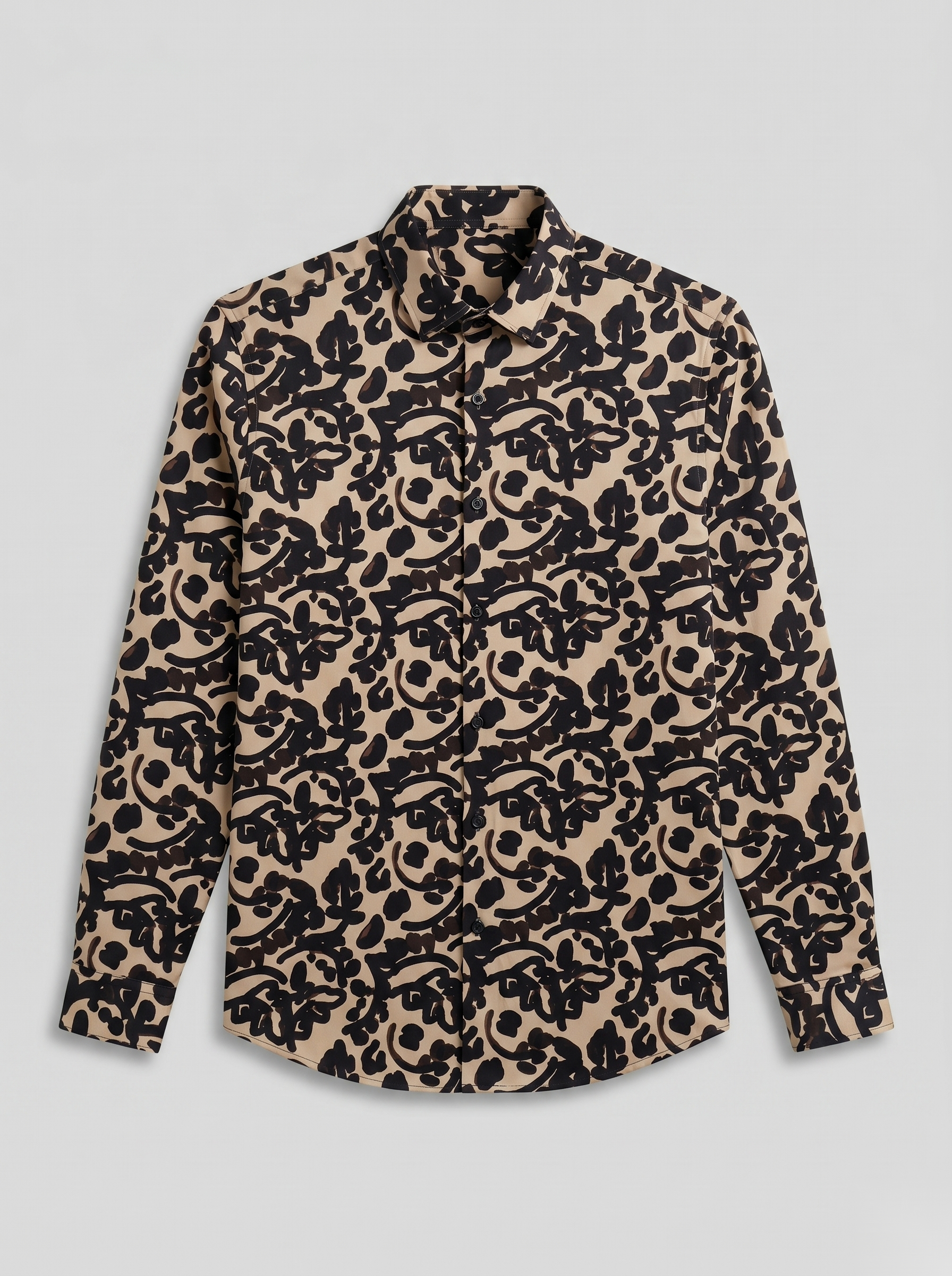 Digital Printed Shirts - Beige&Black
