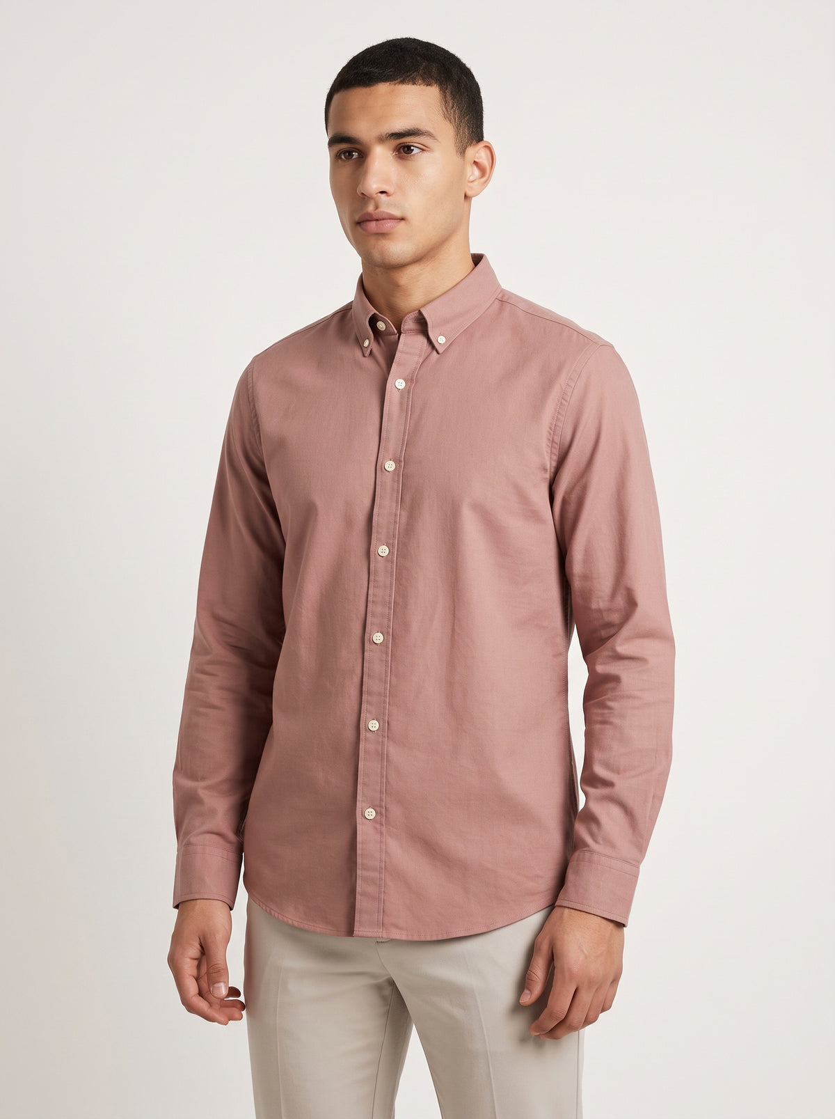 Men’s Solid Oxford Shirt – Full Sleeve Button-Down Collar