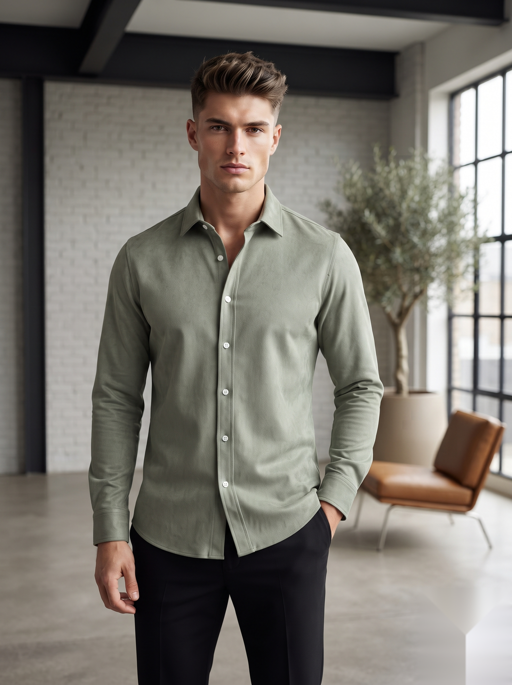 Suede Elbow Patch Shirts
