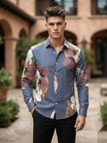 Floral Prints-Linen Shirts-Blue