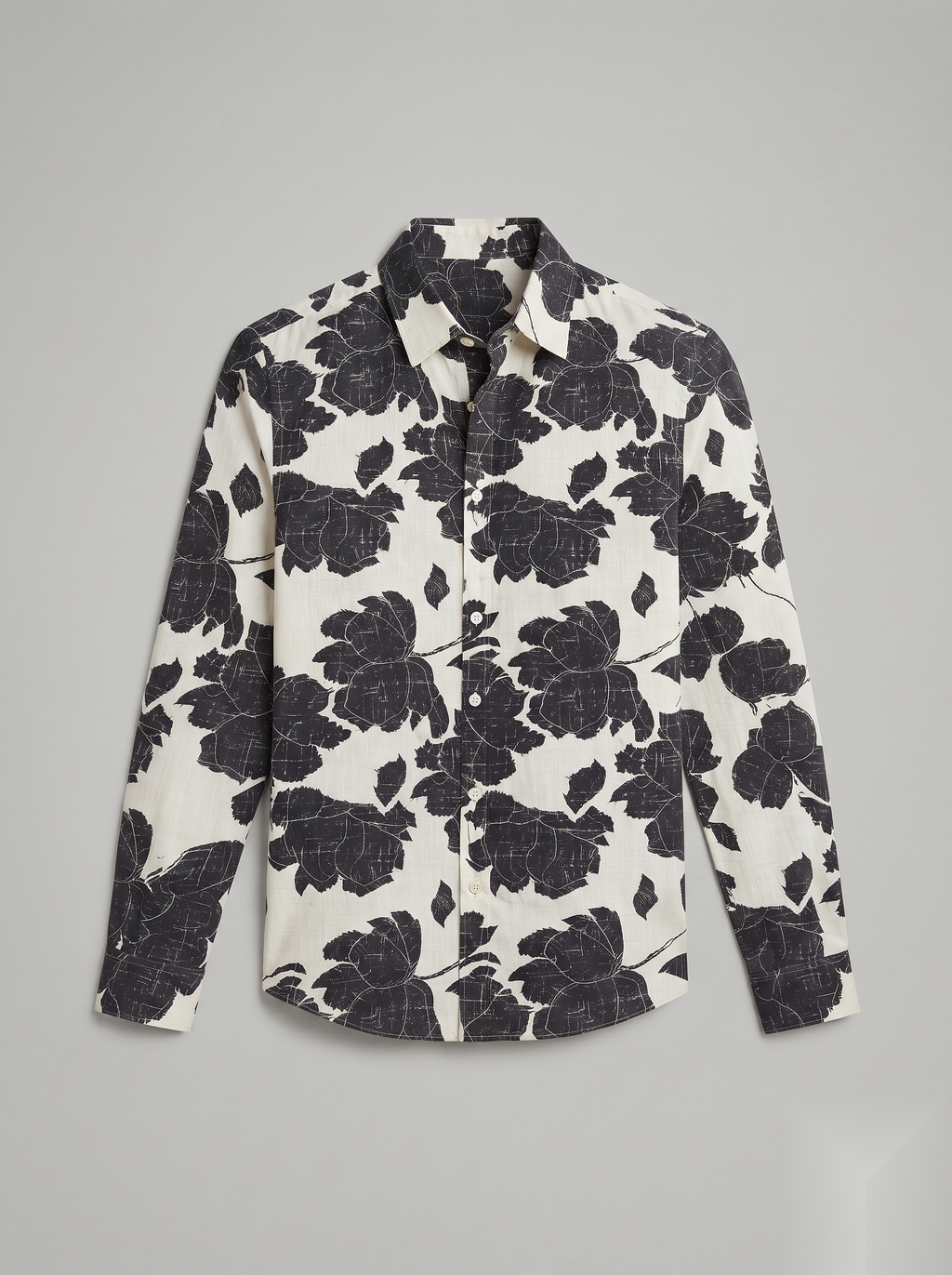 Linen Printed Shirt - Brown Flowers