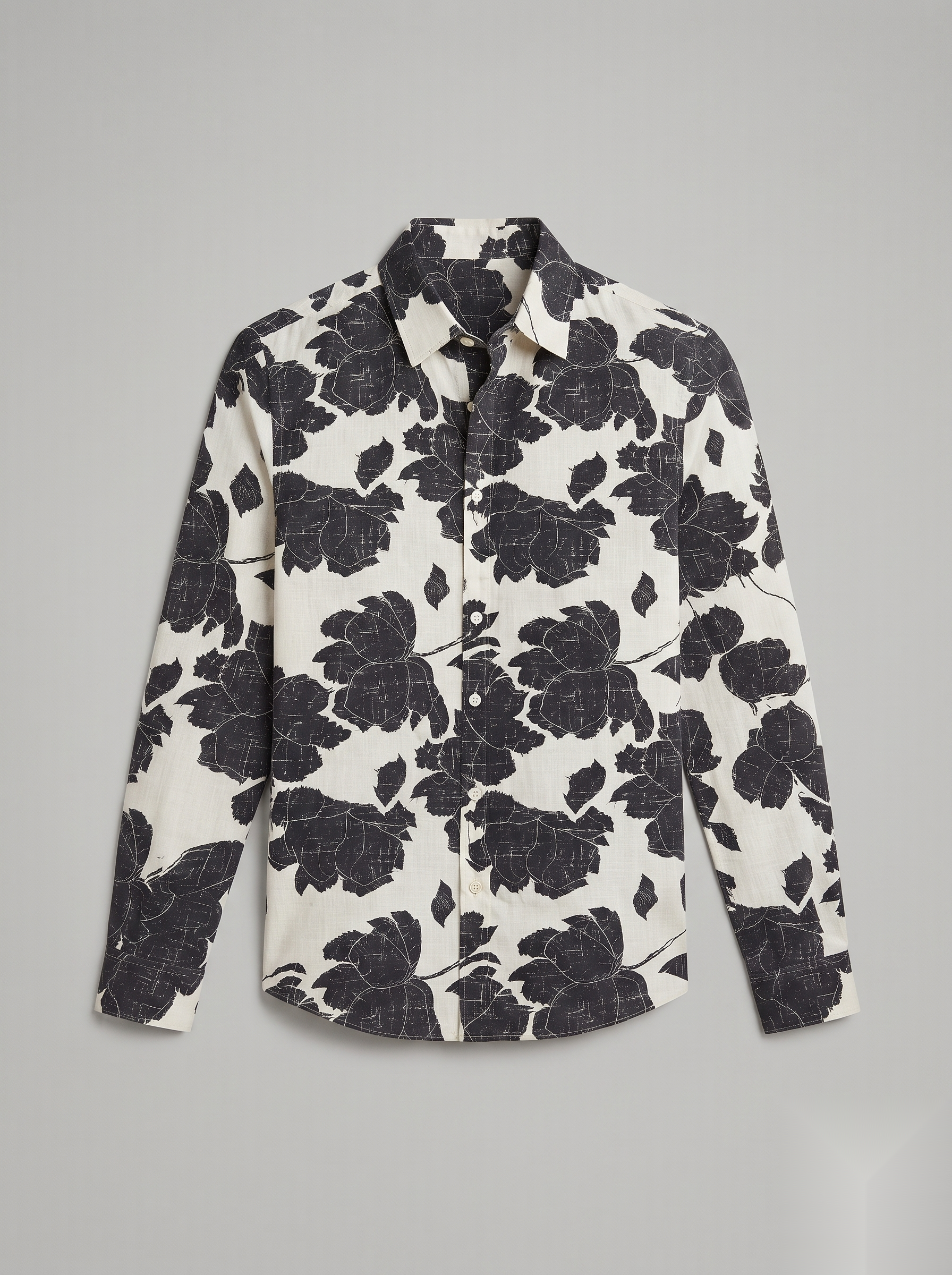 Linen Printed Shirt - Brown Flowers