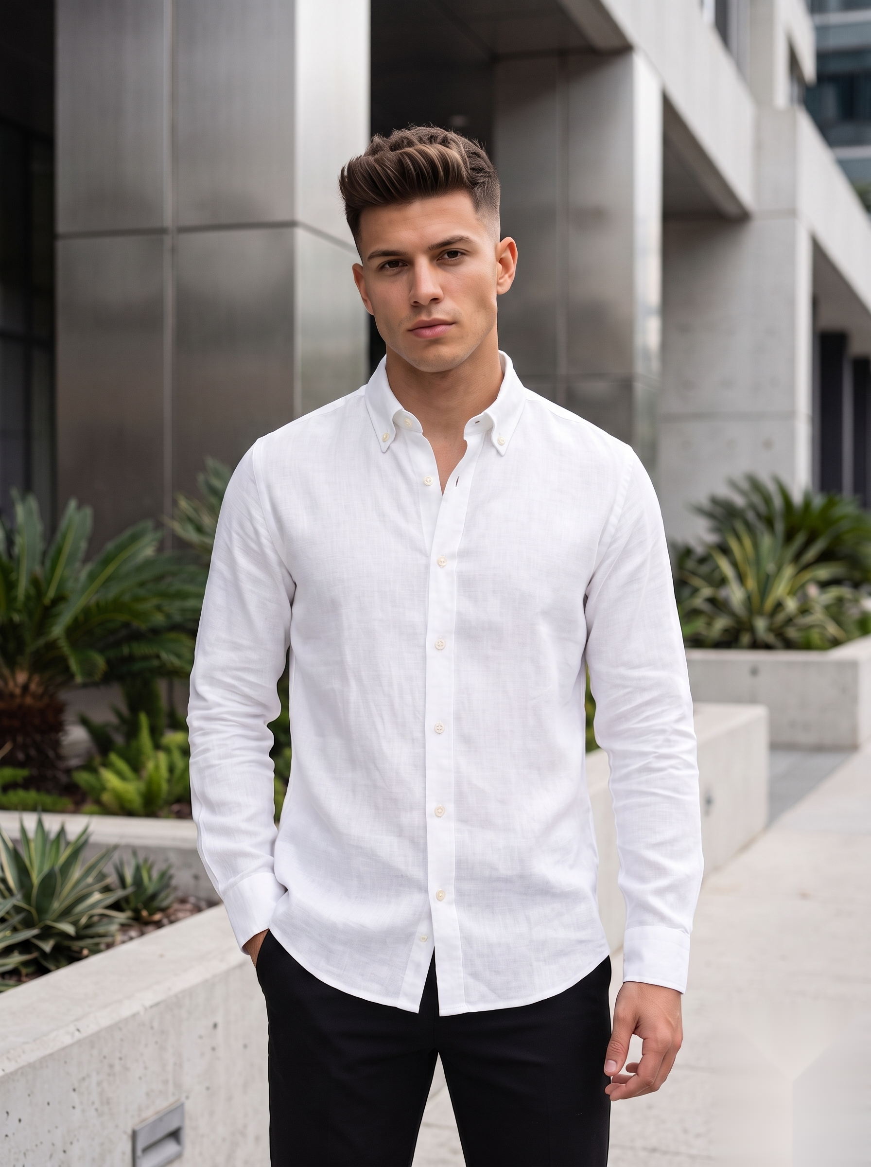 Pure 100% Linen Shirt - White