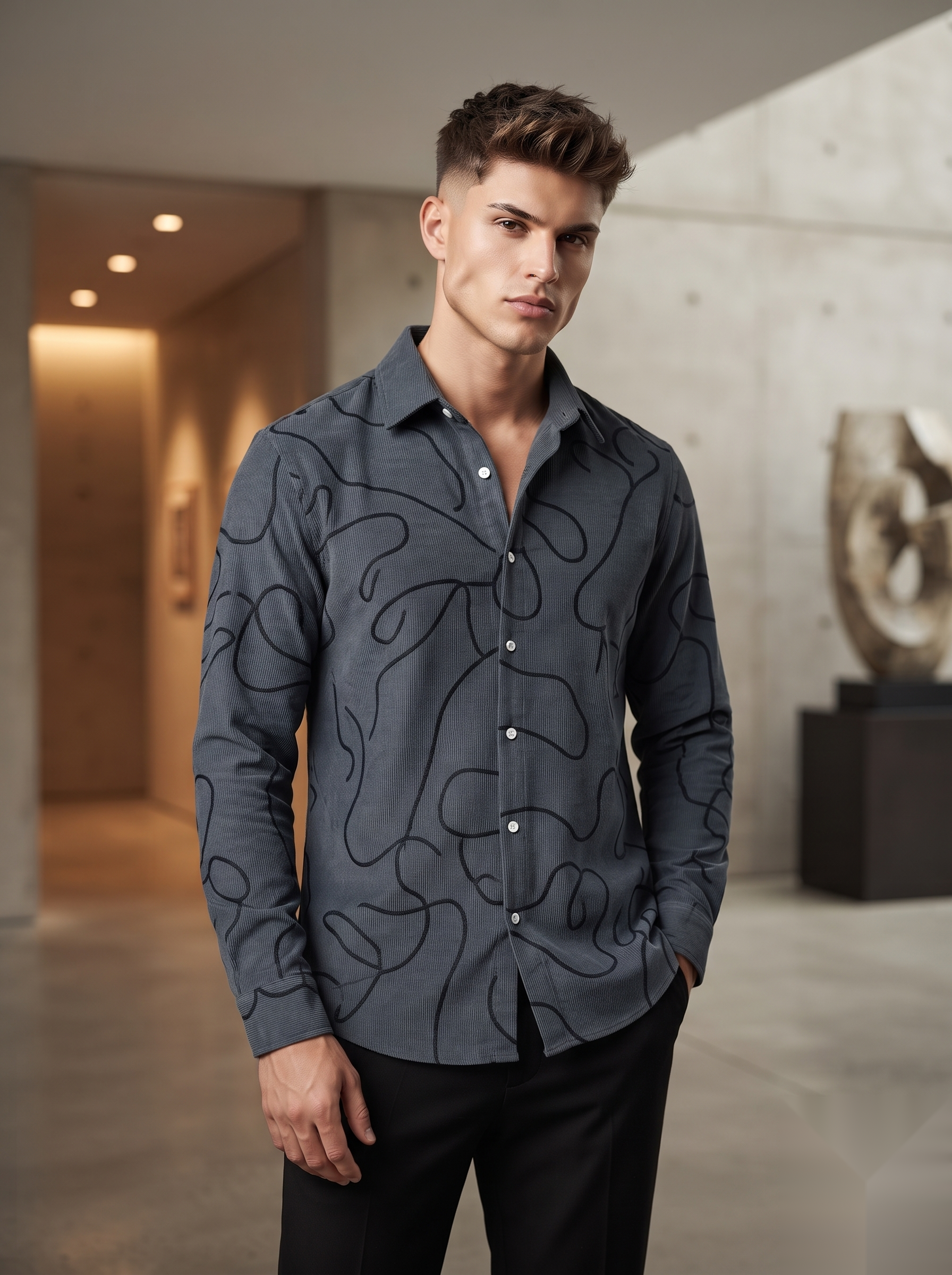 Embroidered Corduroy Shirt