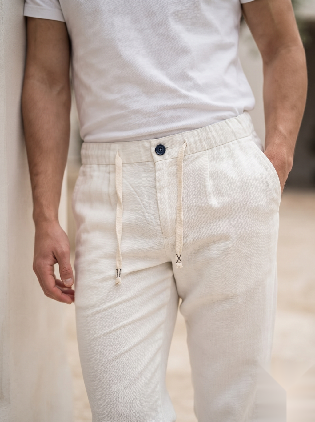 White Linen Pant - Regular Fit