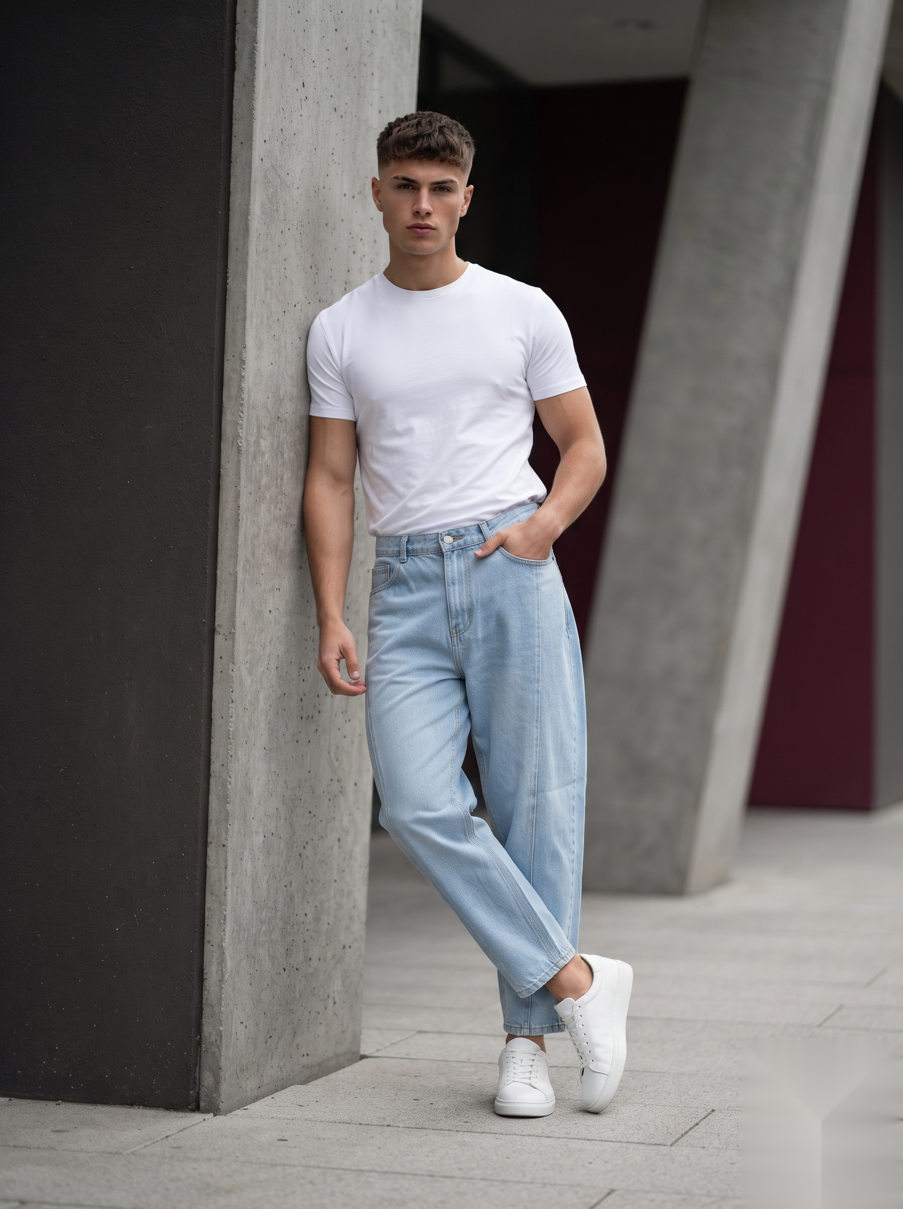 Side Stitch Barrel-Fit Denims