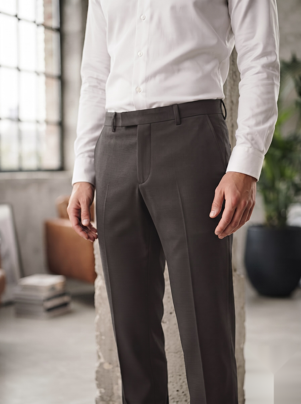 Snipes Lachka Fabric formal pants in black, tailored fit, with belt loops and sleek design for office or formal occasions.