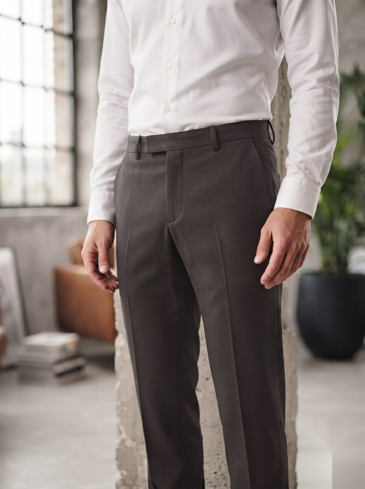 Snipes Lachka Fabric formal pants in black, tailored fit, with belt loops and sleek design for office or formal occasions.