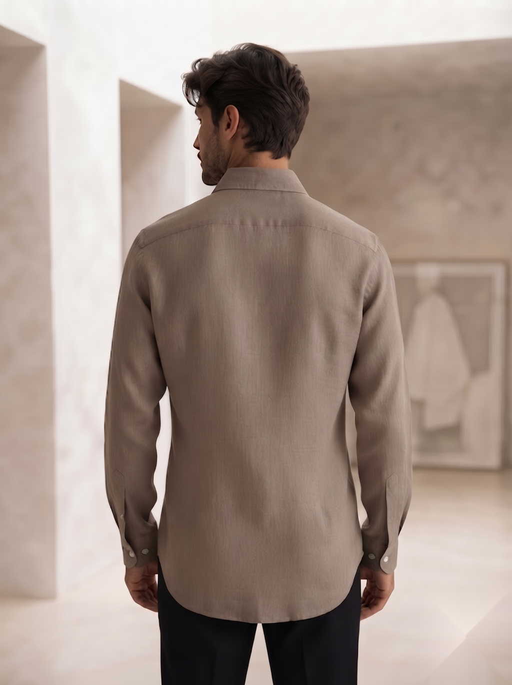 Korean linen shirt by Snipes, lightweight and breathable, shown in a natural fabric texture and relaxed fit style.