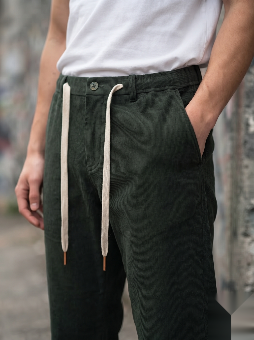 Drawstring Corduroy Trousers