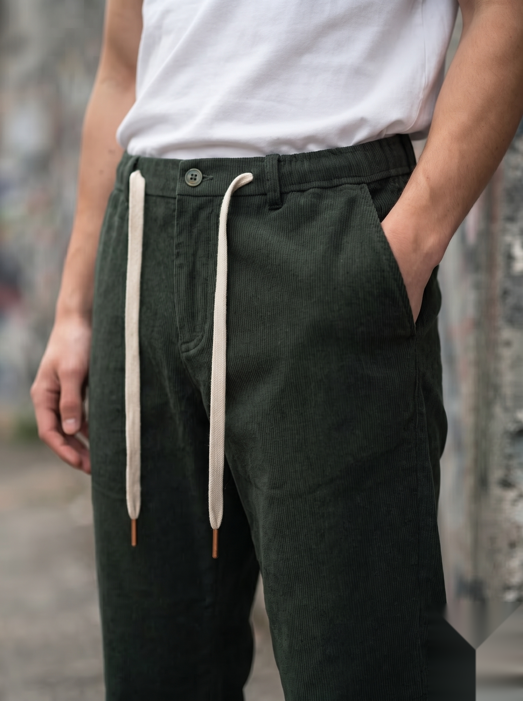 Drawstring Corduroy Trousers