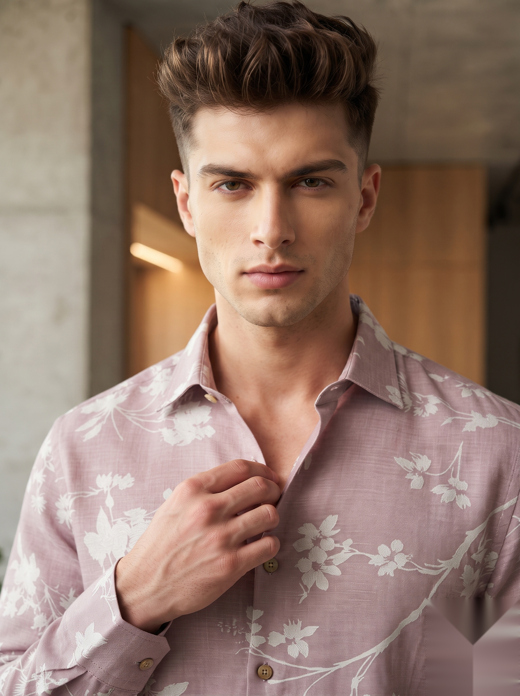 Linen Printed Shirt - Pink
