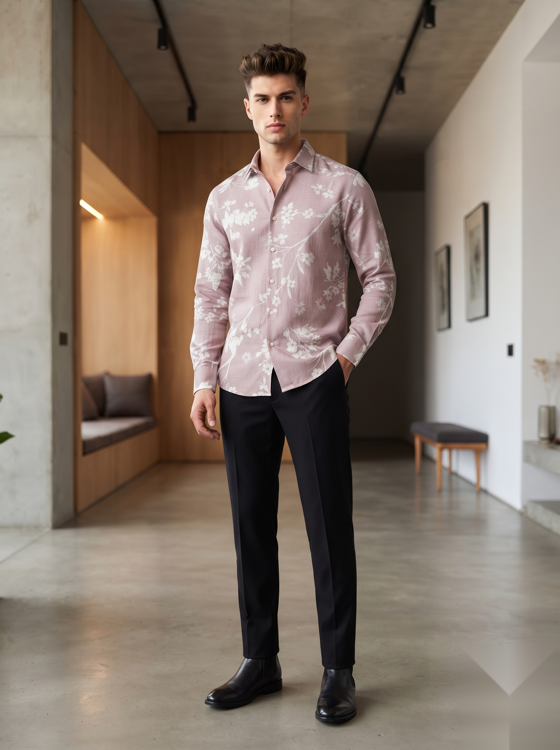 Linen Printed Shirt - Pink