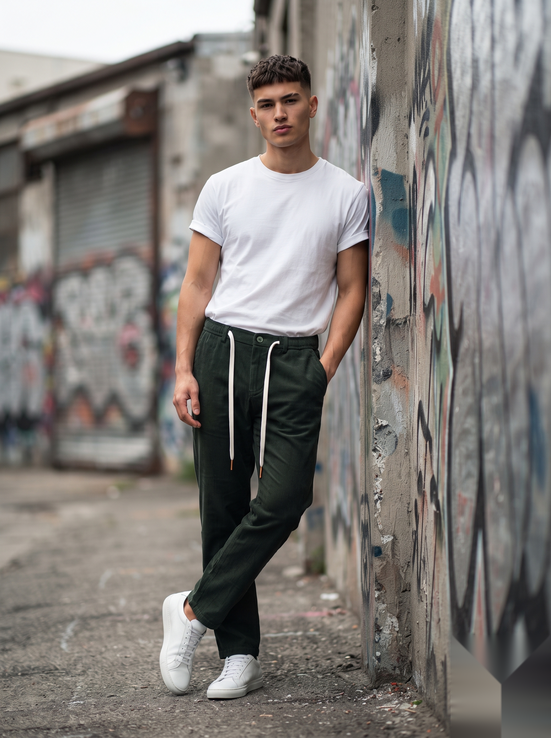 Drawstring Corduroy Trousers