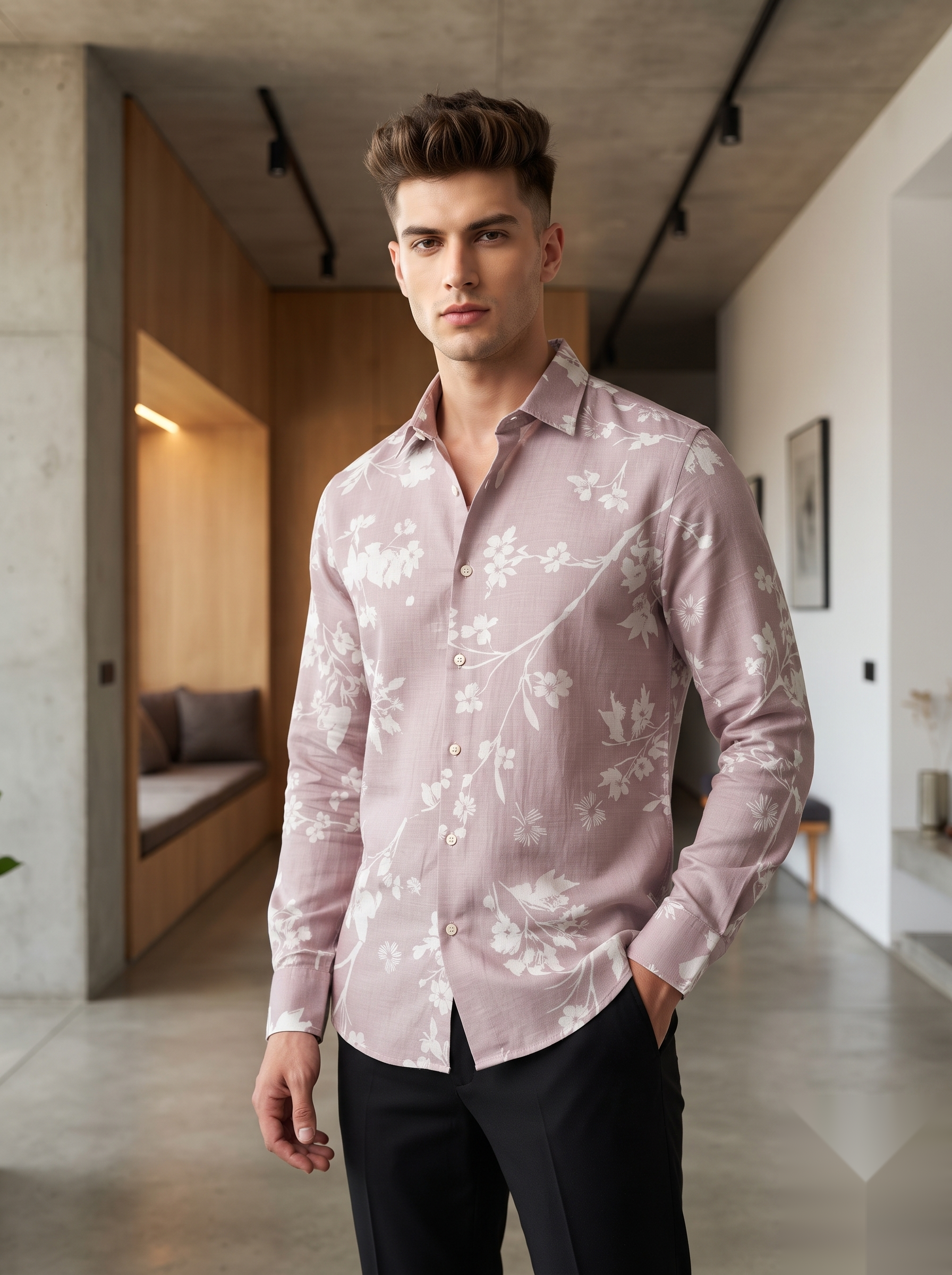 Linen Printed Shirt - Pink