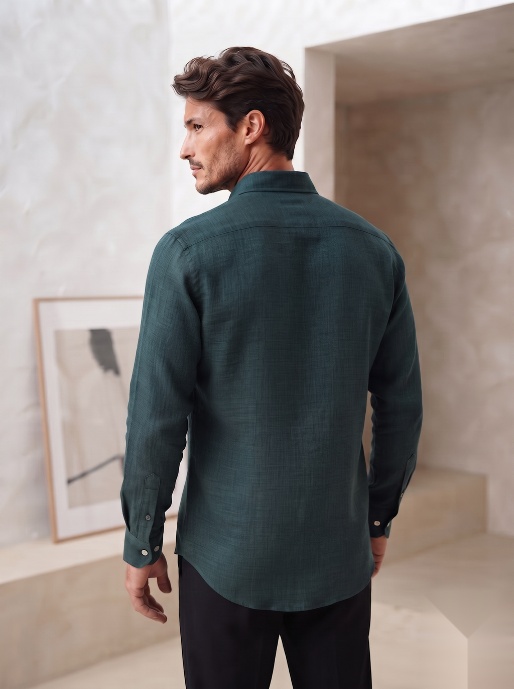Snipes Korean linen shirt displayed flat, showcasing its light, breathable fabric and classic design for casual wear.