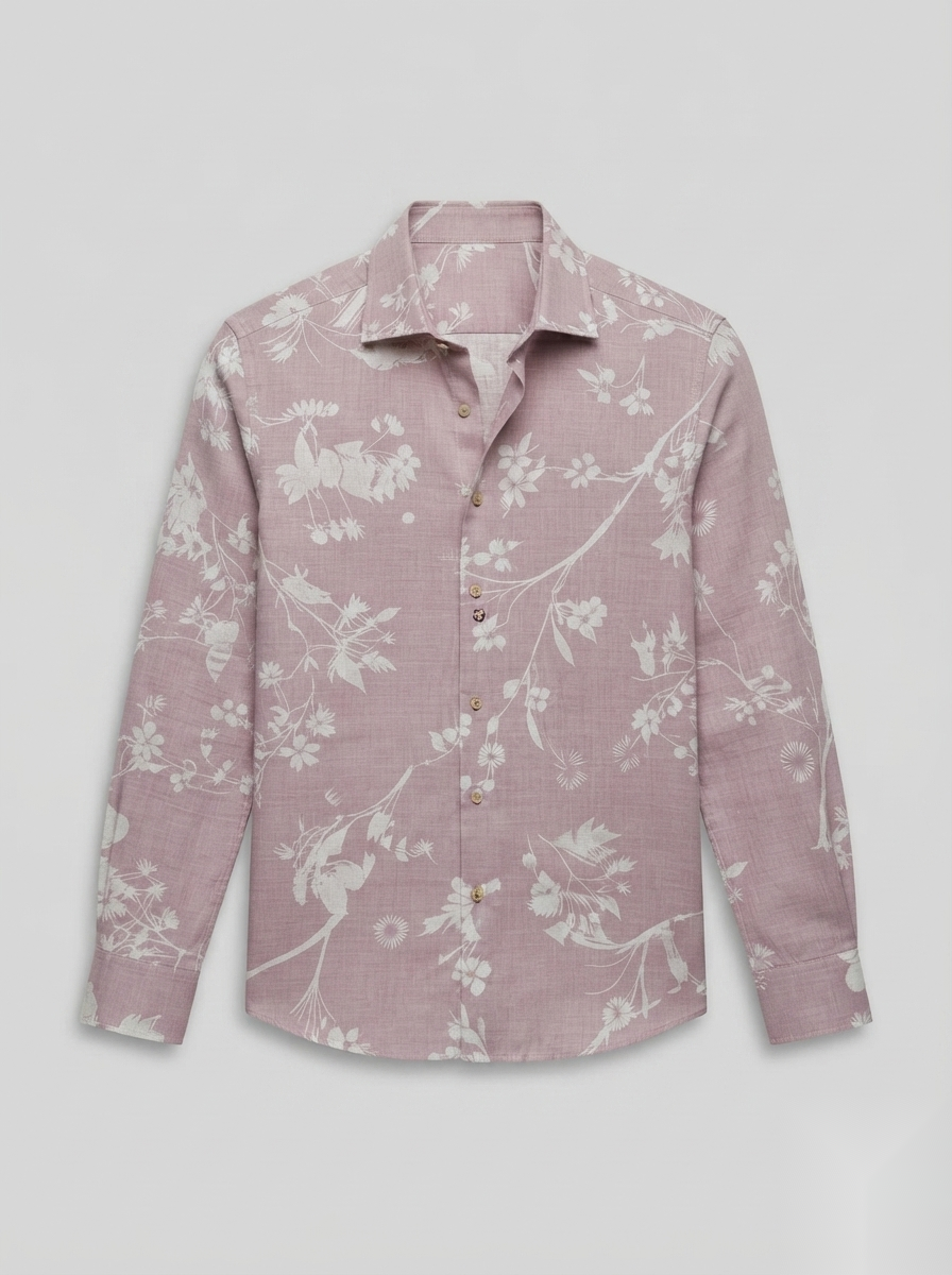 Linen Printed Shirt - Pink