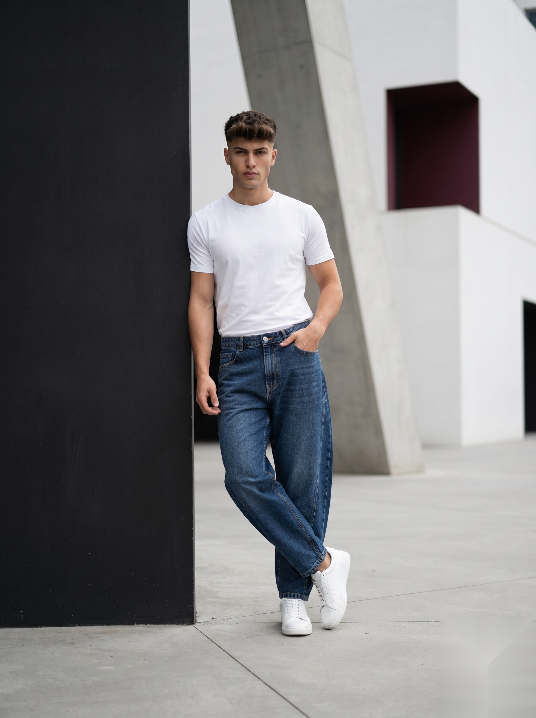 Side Stitch Barrel-Fit Denims