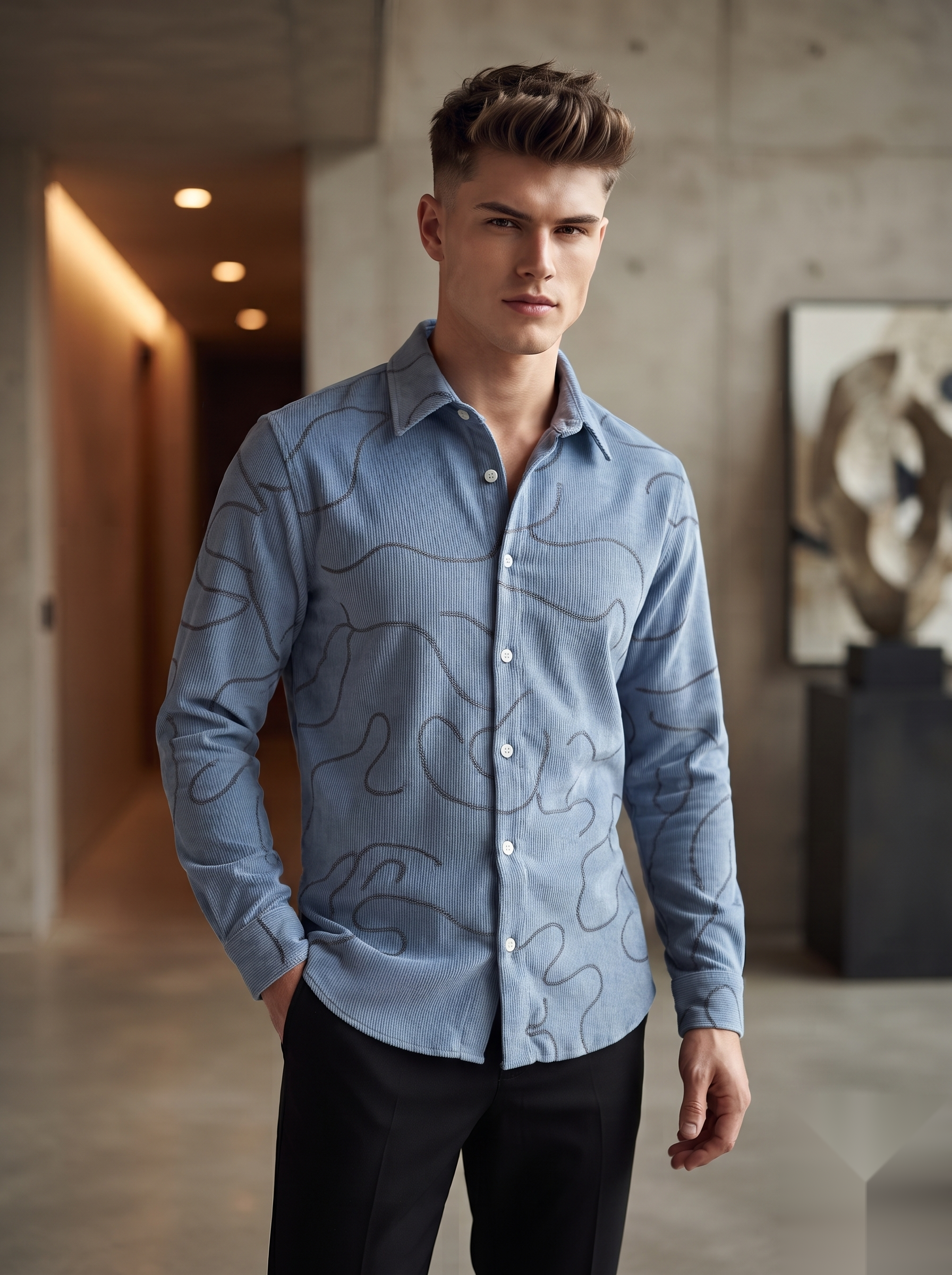 Embroidered Corduroy Shirt