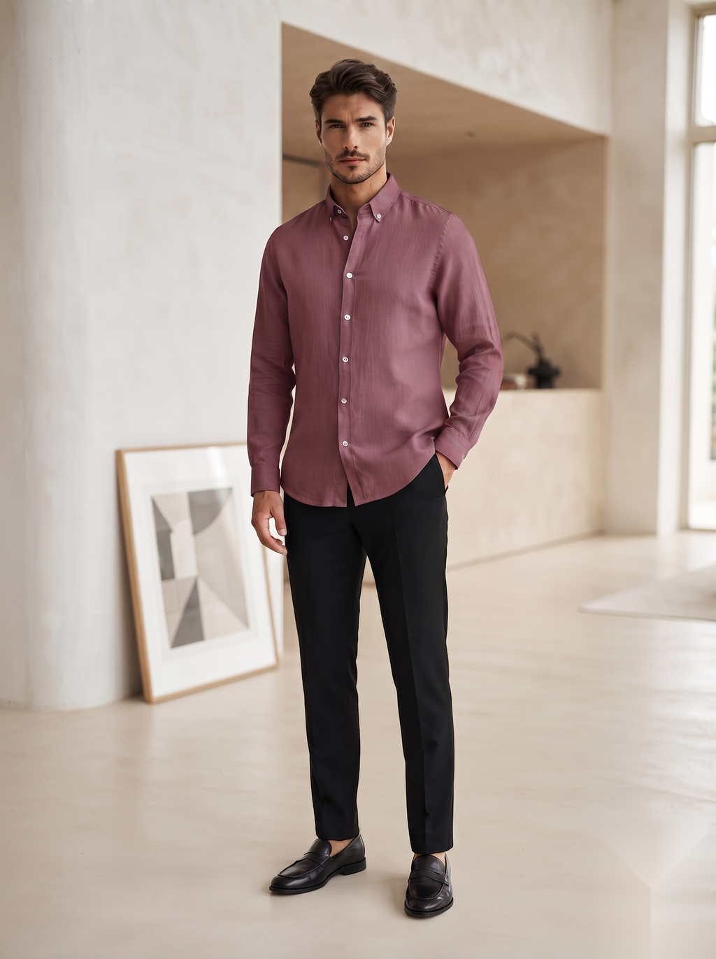 Korean linen shirt by Snipes featuring lightweight, breathable fabric with a relaxed fit and classic collar.