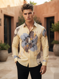 Floral Prints-Linen Shirts-Yellow