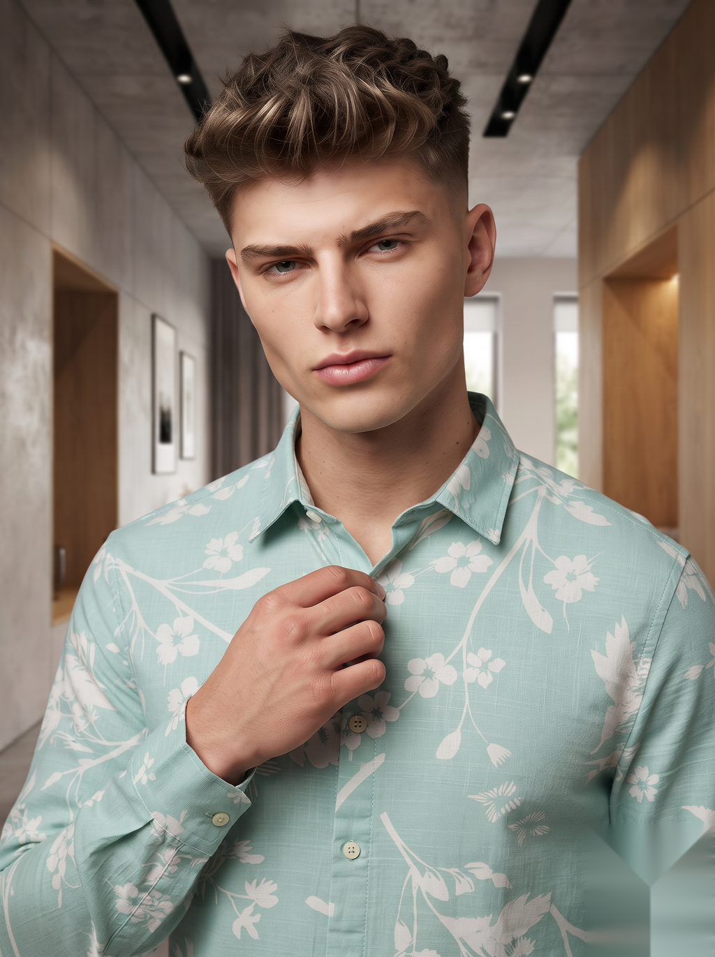 Linen Printed Shirt - Green