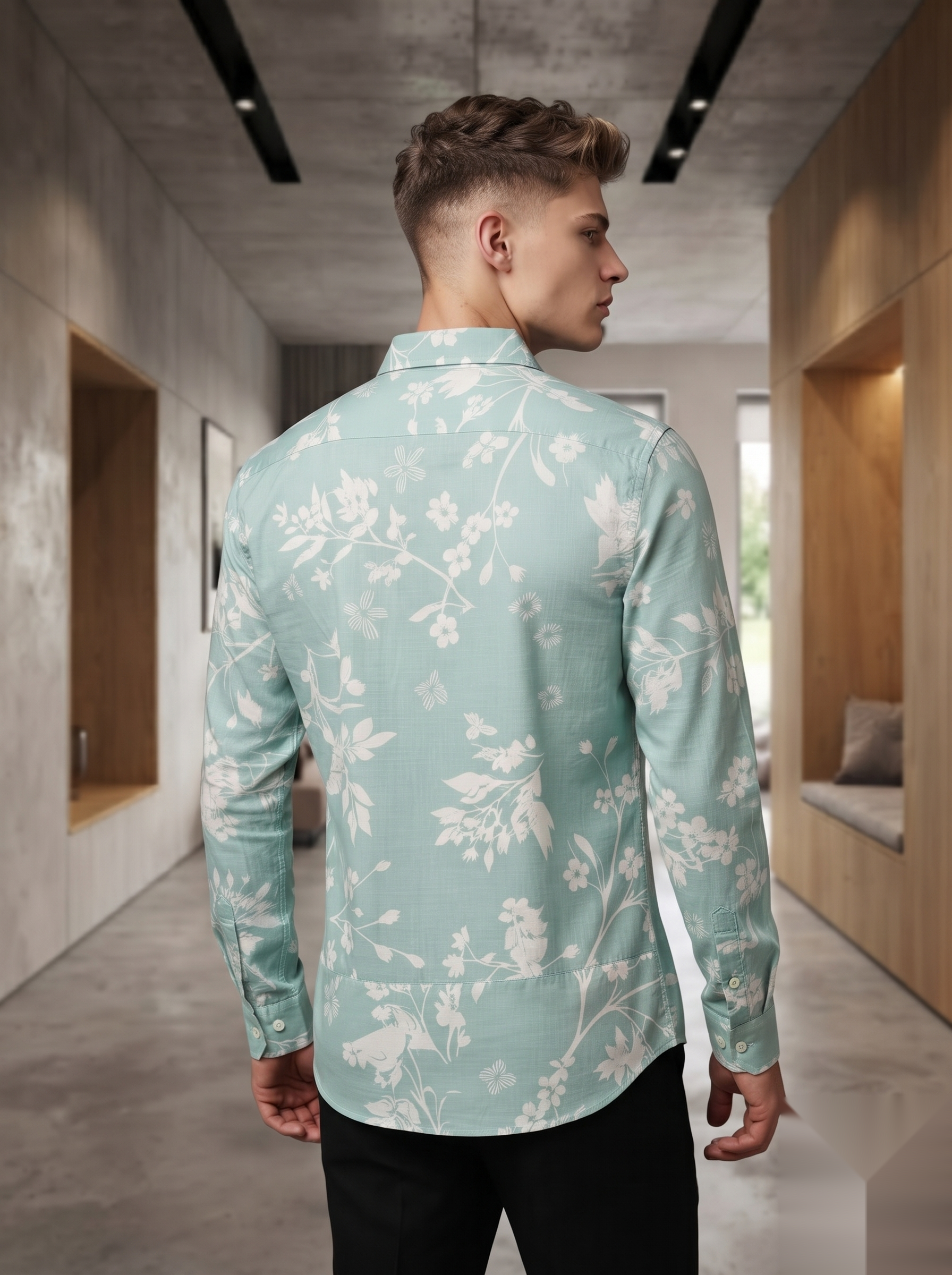 Linen Printed Shirt - Green