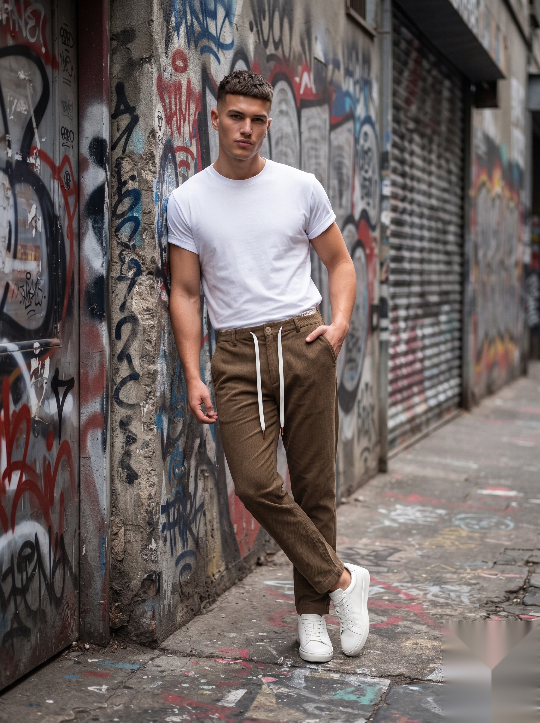 Drawstring Corduroy Trousers