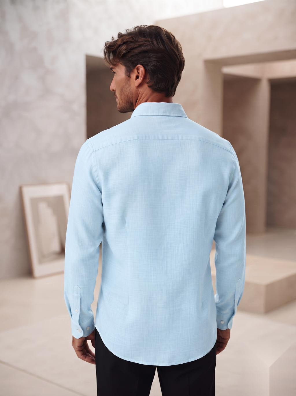 Korean linen shirt by Snipes, light and breathable men's shirt with a relaxed fit, featuring a classic collar and button-front design.