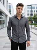 Snipes premium pinstripe shirt featuring a classic collar, long sleeves, and a stylish pinstripe pattern.