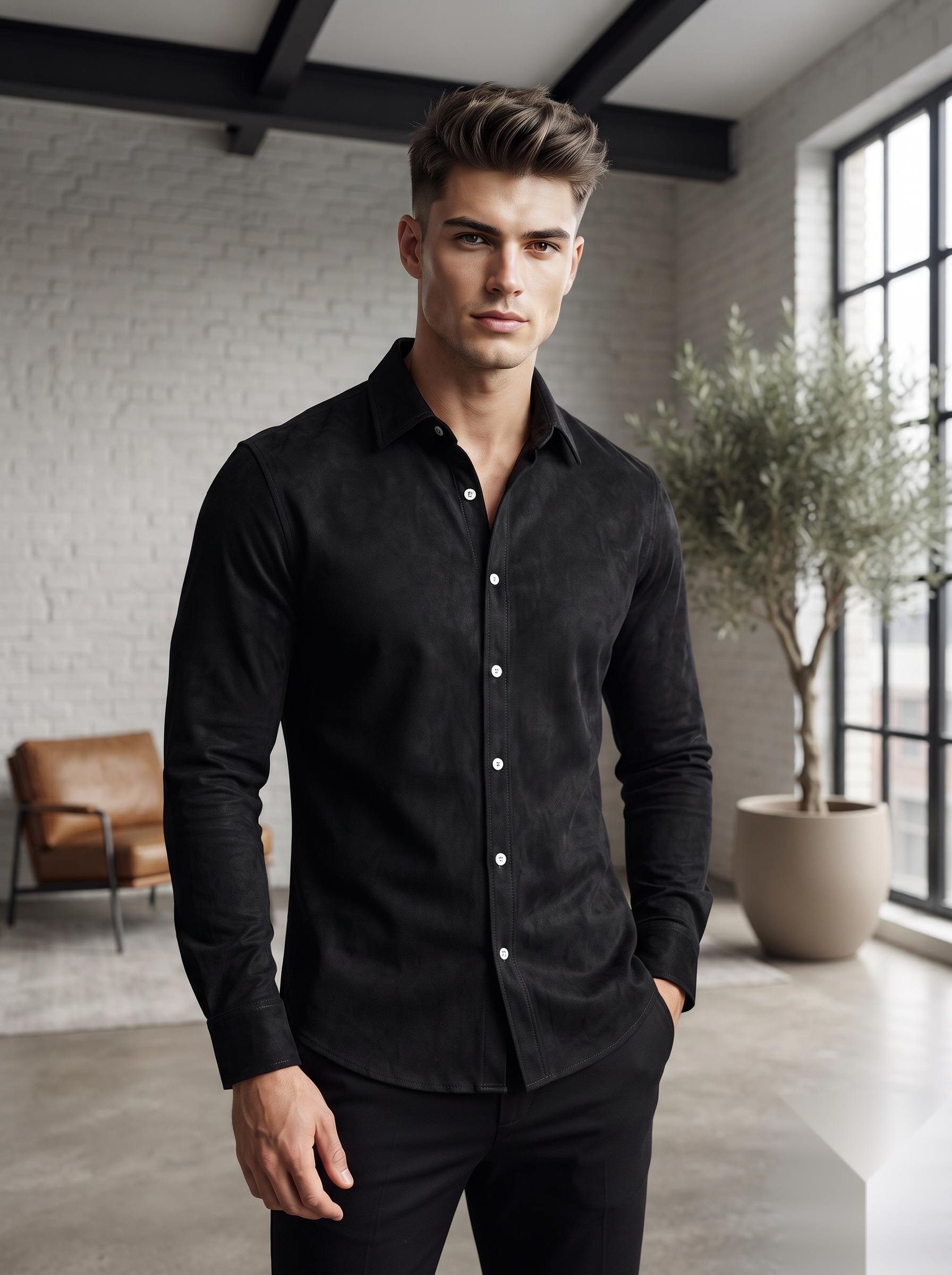 Suede Elbow Patch Shirts