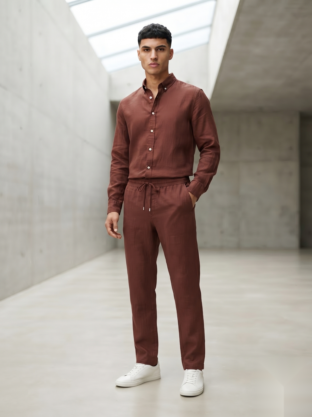 Linen Co-ord set - Maroon