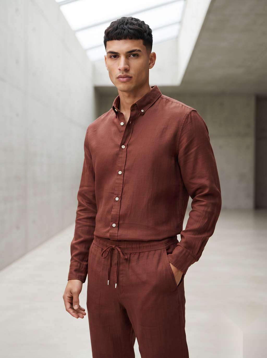 Linen Co-ord set - Maroon
