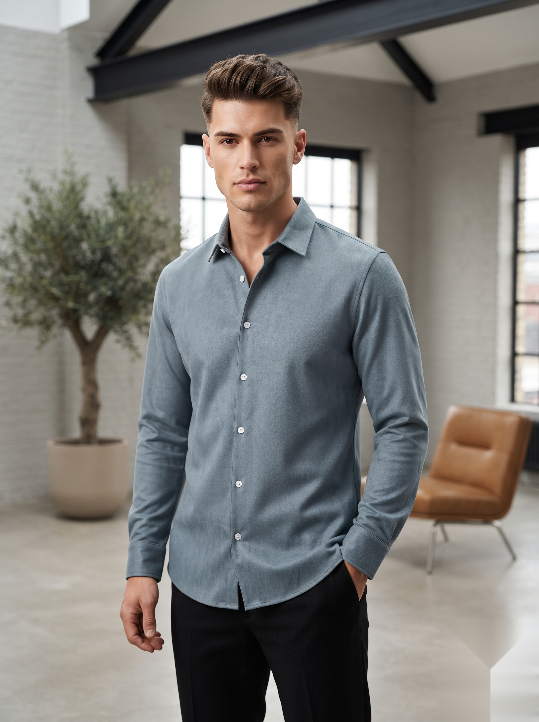Suede Elbow Patch Shirts