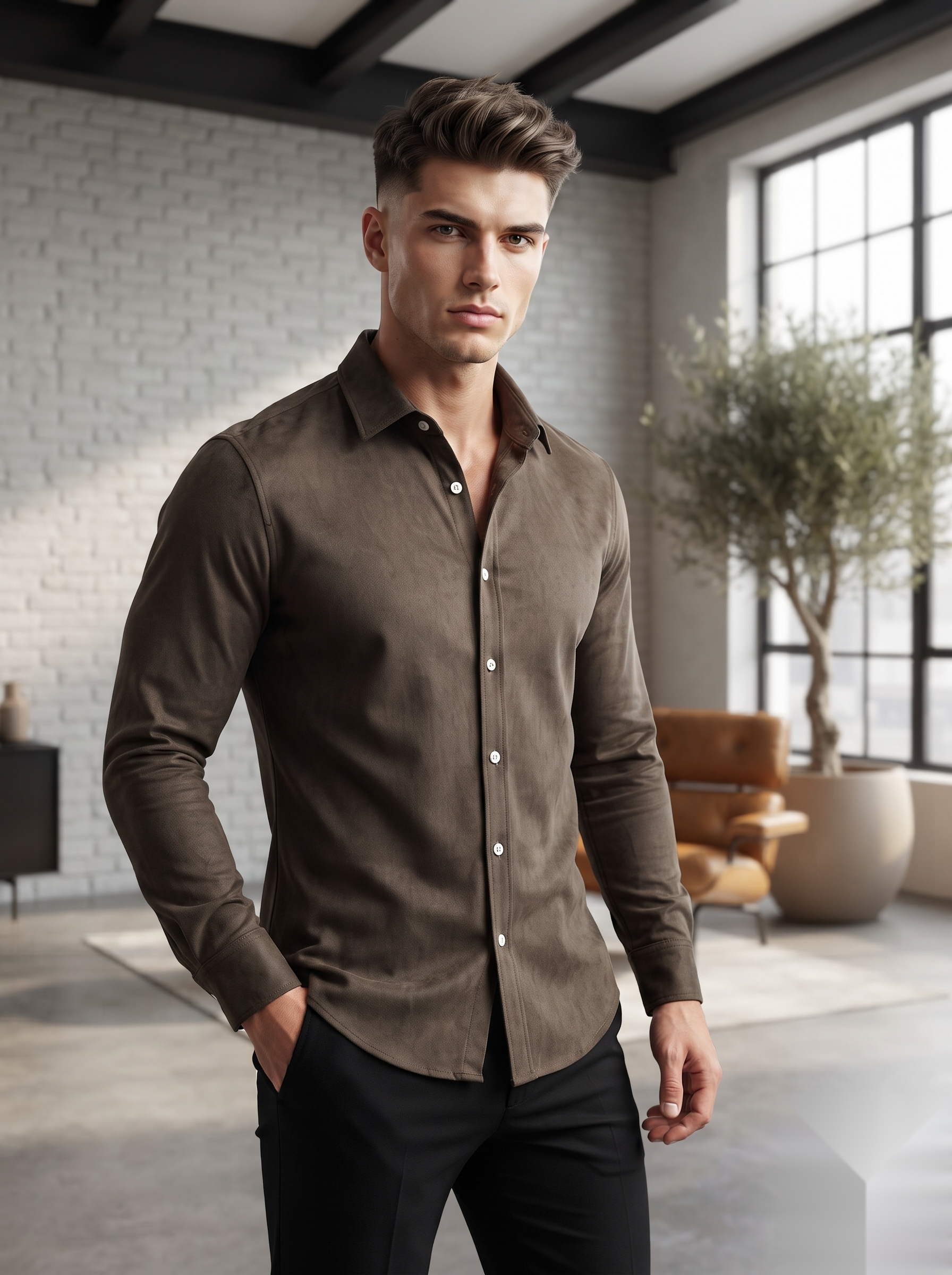 Suede Elbow Patch Shirts
